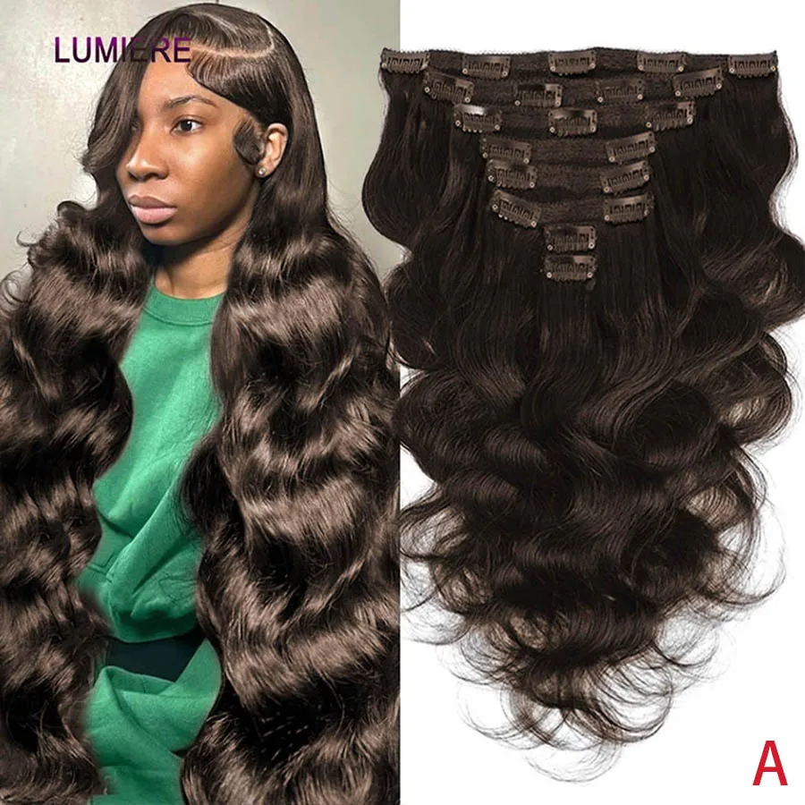 

# Натуральные перуанские волосы для наращивания, 26 дюймов, цвет шоколадно-коричневый, волнистые, 100% человеческие волосы, 120 г/8 шт., натуральный черный цвет, мягкие, на клипсах