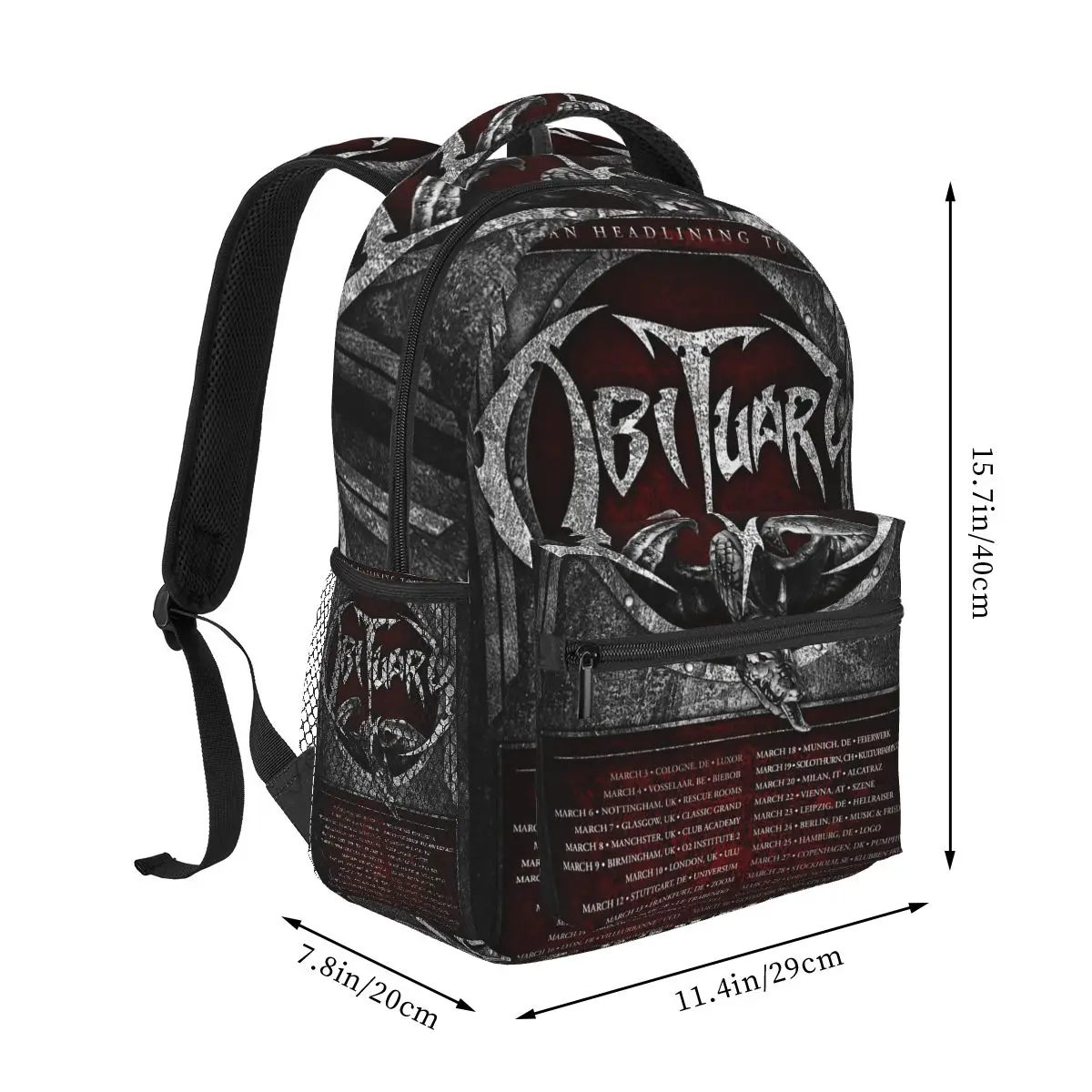 Black Obituary Cause Of Death 1990 Cruel Death Metal Backpack Student Boys Girls BookBag School Bag Shoulder Bags for Men Women