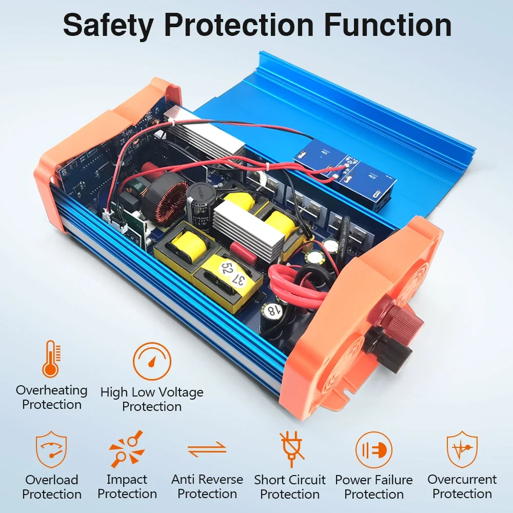 3000W DC 12/24V To AC 220V Pure Sine Wave Inverter 50/60Hz Car Inverter Power Converter Car Voltage Transformer with LED Display