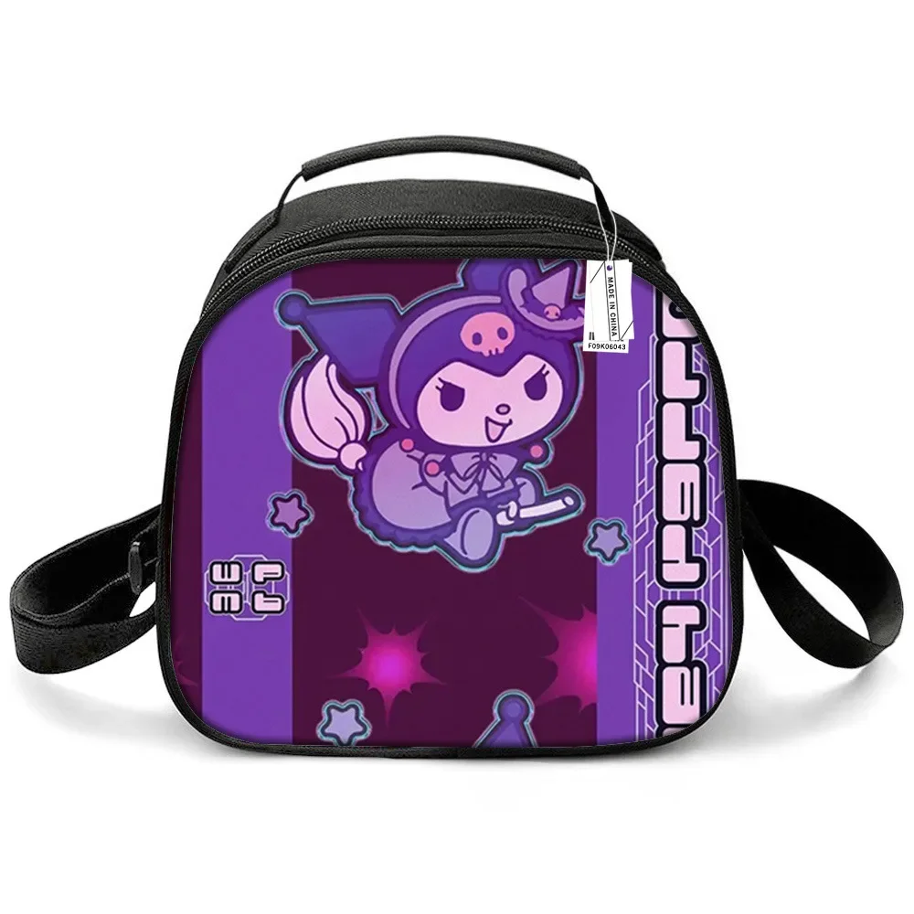 Sanrio Kids School Cute Cartoon borsa da pranzo isolata borsa da Picnic Kuromi di grande capacità borsa da viaggio portatile per studenti