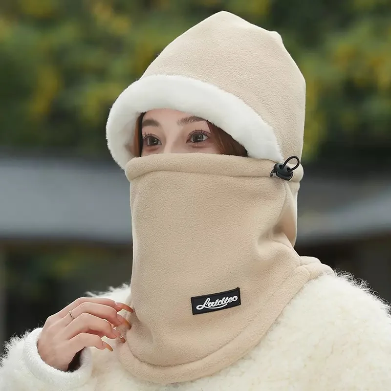 Outdoor Winter Cycling Windproof Warm Mask and Scarf Integrated Headgear Double Layer Thickened Hat for Electric Vehicle