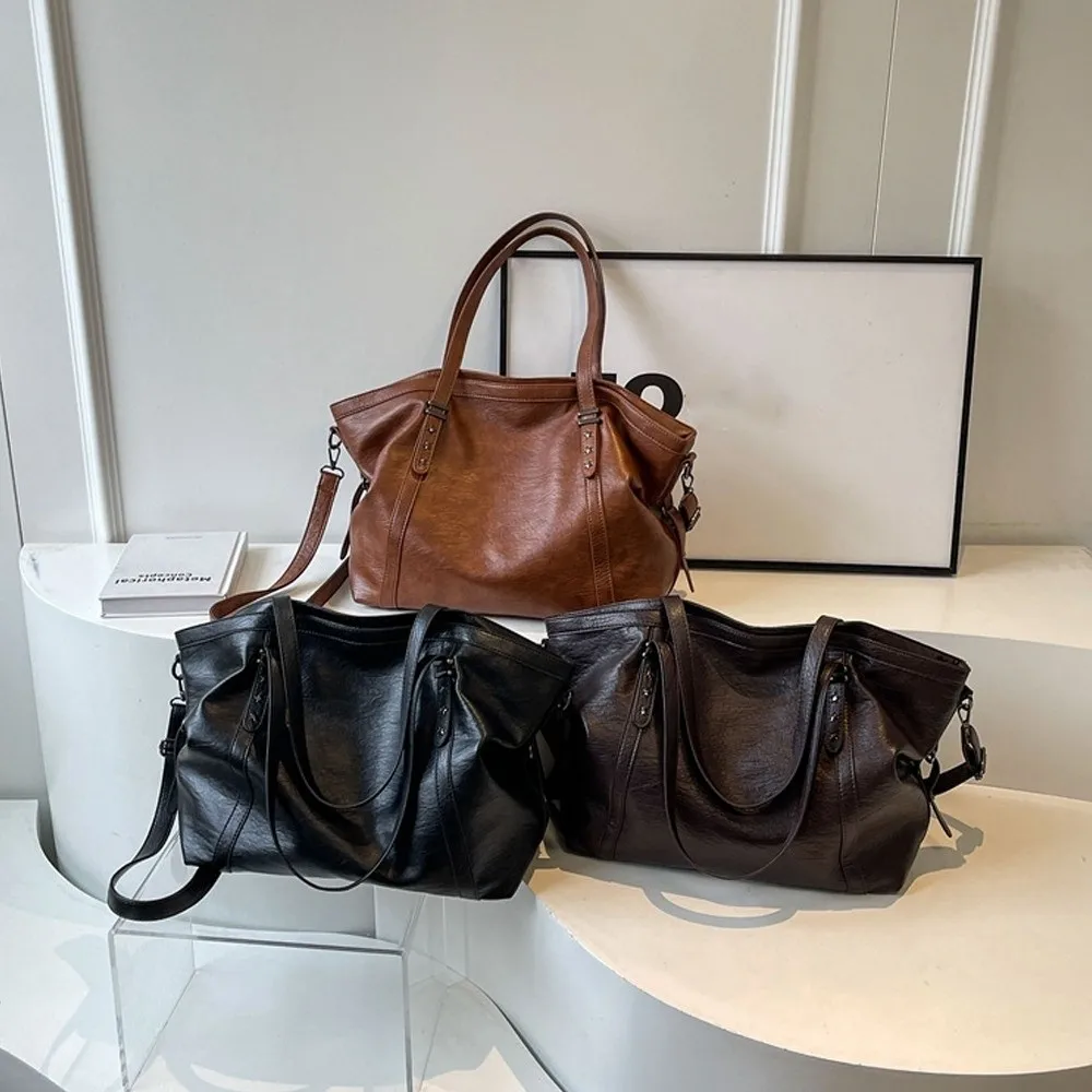 

New PU Leather Handbag Large Capacity Casual Tote Bag Multifunctional Shoulder Bag Work Shopping Travel
