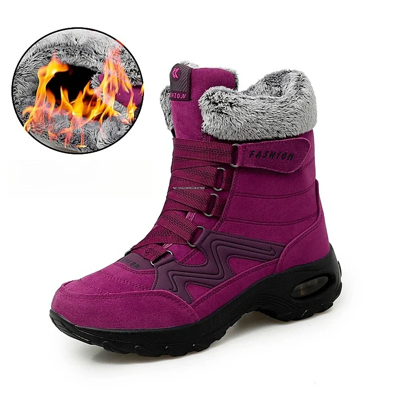 

Winter Snow Boots Women Shoes High Top Outdoor Warm Soft Plush Hiking Shoes Women Anti-slip Thick-soled Thick-soled Women Shoes