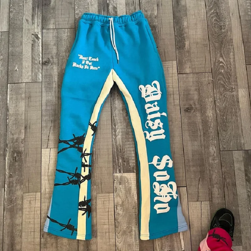 Unisex-Sport-Langhose, schnell trocknend, für Herren und Damen, Hip-Hop-Design mit Sternenmuster, lässige Hose, gerades Bein, Streetwear, Trainingshose für den Außenbereich. – Detail 4