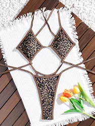 sexy patchwork leopard print swimsuit one piece Bikinis Swimwear Swimsuits backless tie beach outfits bodysuit biquini tankini