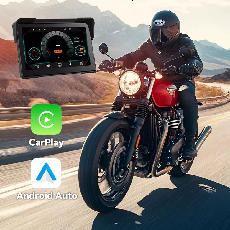 Portable 6'' Waterproof Motorcycle Navigation Screen With CarPlay Android Auto DVR TPMS Bluetooth Support Compatible All Moto