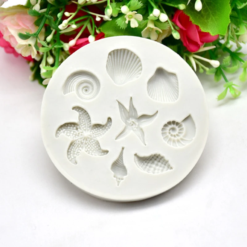 

Cake Decorating DIY Sea Creatures Conch Starfish Shell Fondant Silicone Mold