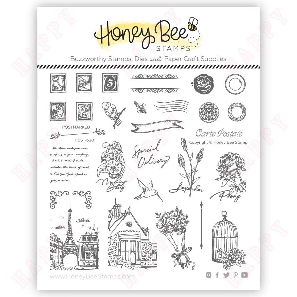 Memos Postcard Postmarked Mailbox Metal Cutting Dies And Clear Stamps For DIY Scrapbook Stamps Album Craft Paper Card Decoration