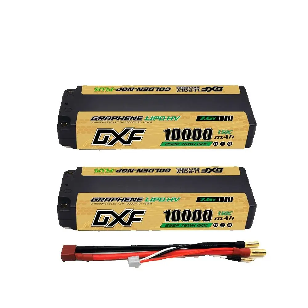 Batterie Lipo DXF 2S 10000mAh 7.6V 150C 5mm T Plug Hardcase pour Buggy, Truggy, Offroad, Bateau, Voiture, Camion, Hélicoptère de Course 1/10