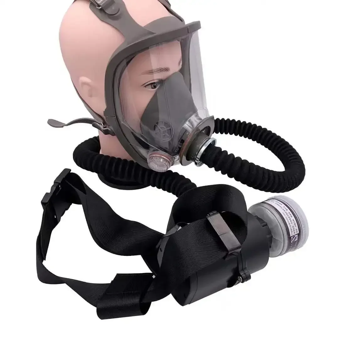 Maschera antigas a pieno facciale industriale Fornitura elettrica protettiva portatile Sistema di respiratore alimentato ad aria con flusso costante e accessori