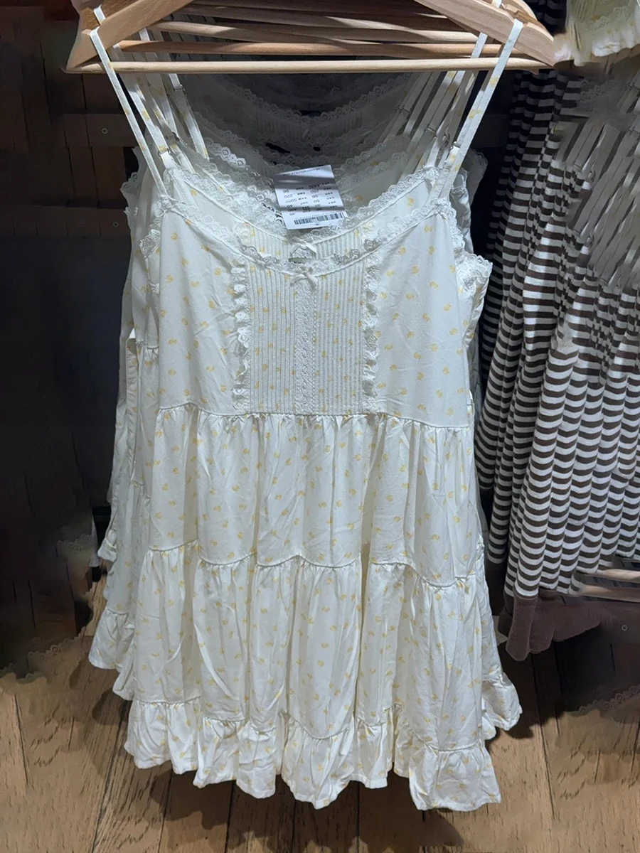 Kleine Enten Zurück Lace-up Mini Kleid Frauen V-ausschnitt Spitze Trim Liebsten A-linie Kurze Vestidos Sommer Baumwolle Neue Nette Camis kleider