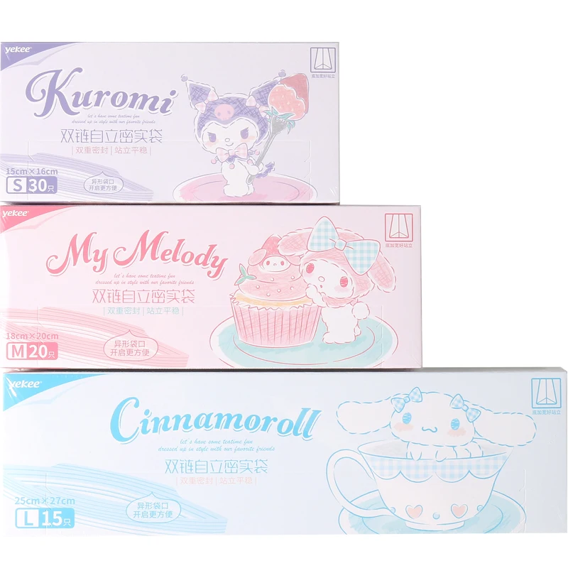 Sacchetto sigillato Sanrio sacchetto a chiusura lampo sacchetto di immagazzinaggio cane cannella Kuromi Melody frigorifero commestibile addensato