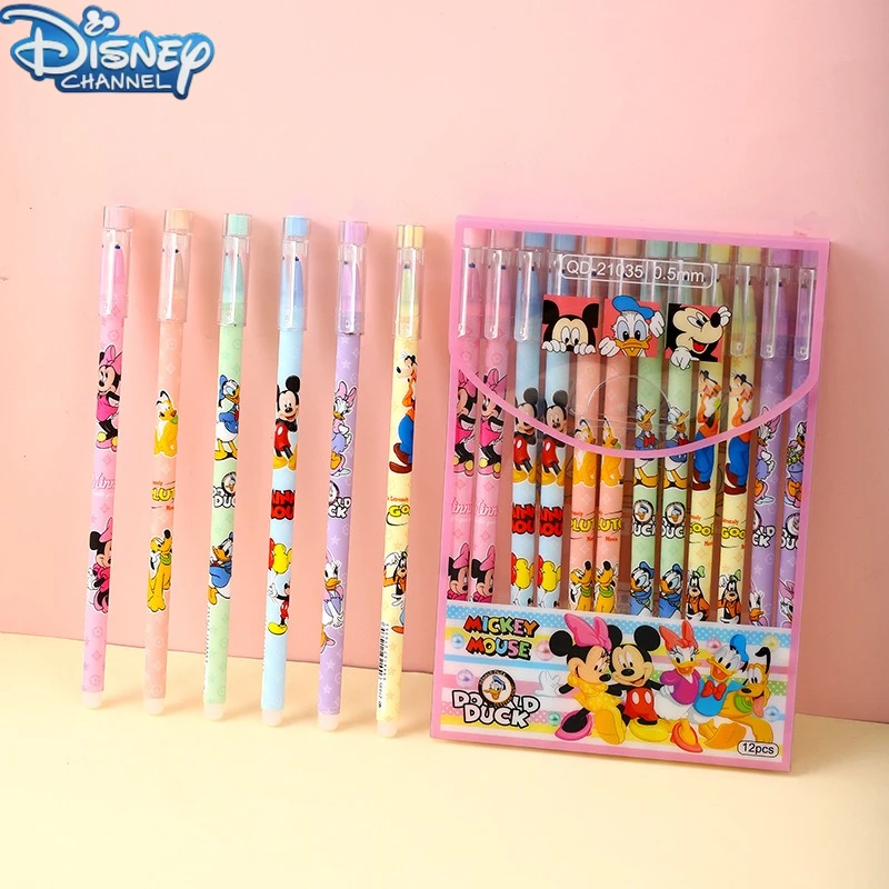 Pena gel lurus berbentuk kartun keluarga Disney Mickey lucu dan memiliki tingkat penampilan yang tinggi