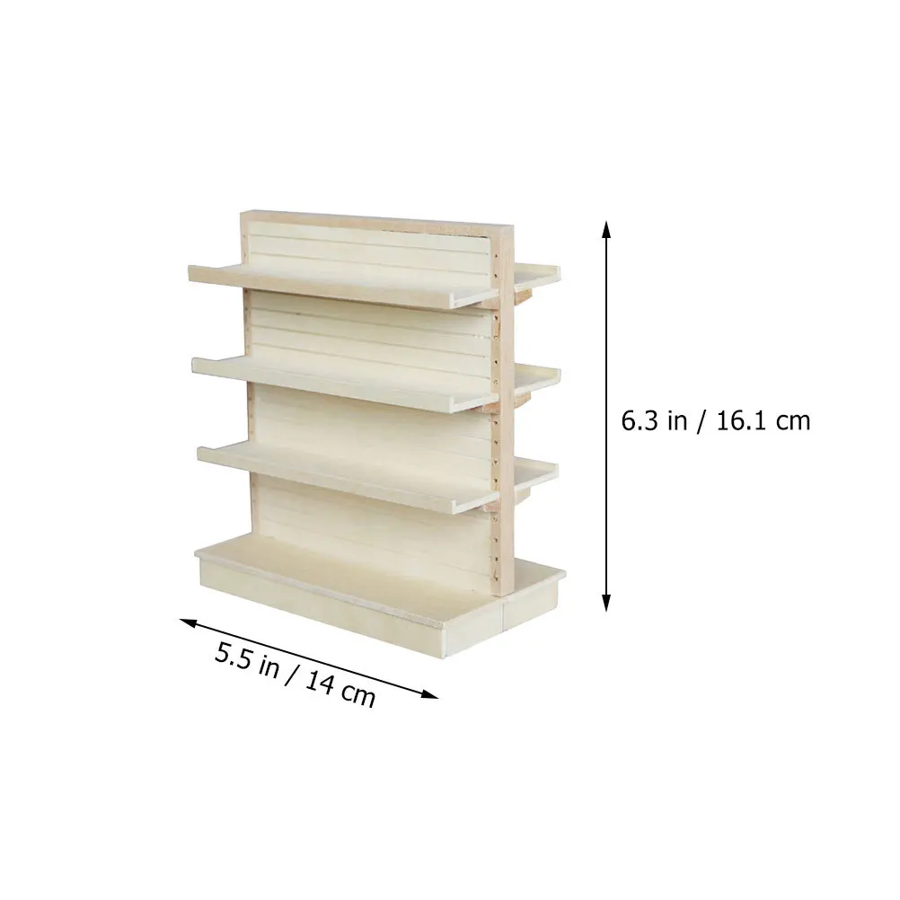 Mini scaffale in legno Piccolo scaffale di stoccaggio Design leggero e squisito per l'arredamento della casa in miniatura Ornamento da esposizione da tavolo