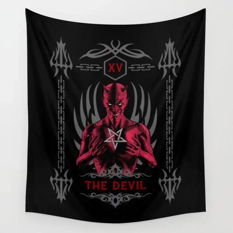 

The Devil Tarot Card Tapestry Wall Hanging Bedspread Bedding Sheet Throw Towel Window Curtain Tapestries Home Decoration