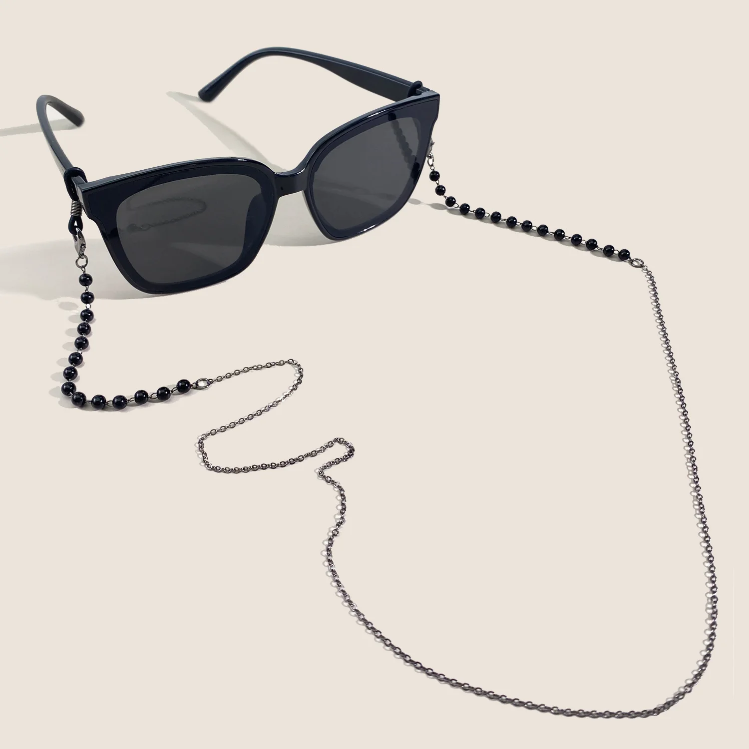 Schwarz-weiße Perlen-Brillenkette, vielseitiger Pendler-Stil, Anti-Verlust-Sonnenbrillen-Gurt, täglich, lässig, modisch, Brillen-Seil