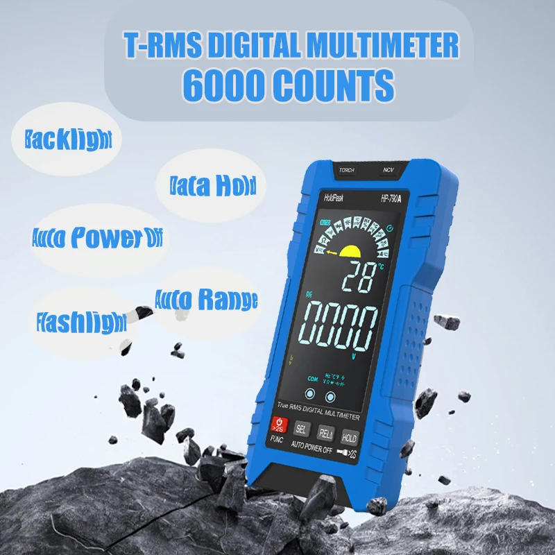 

6000 Counts Large Screen Digital Multimeter Auto-Ranging Voltmeter with Non-Contact Voltage Tester for Electrical Measurement