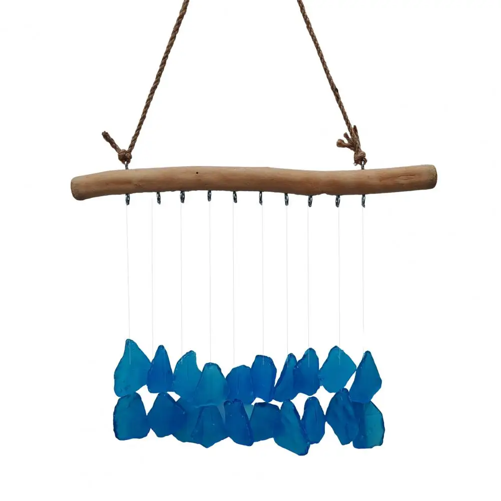 

Sea Glass Wind Chime,Handmade Coastal Style Wall Hanging Art for Indoor Outdoor Home Decor,Housewarming Gift for Friends