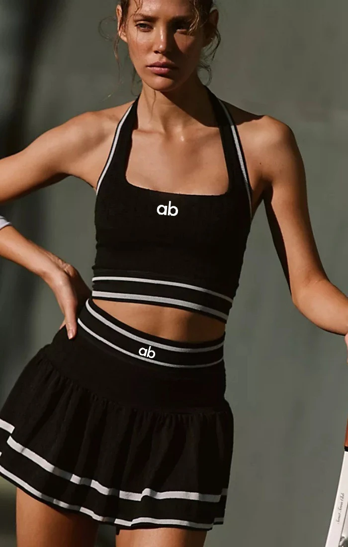 Summer Women Tennis Yoga Set U Neck Removable Pads High Waist Pleated Skort Built In Shorts Side Pockets Golf Athletic Outfit