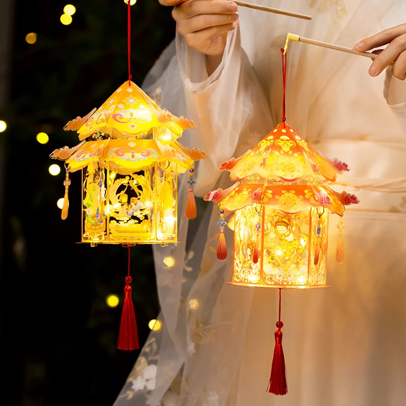 New Holiday Lantern Handmade DIY Making Material Kit Creative Children's Handheld Rabbit Lanterns Ancient Style Lanterns