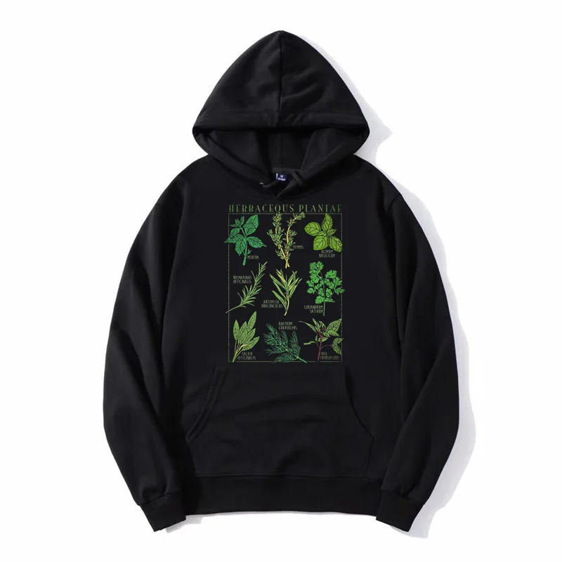 New Fashion Brand Clothing Herbs Hoodie Botanical Garden Plant Print Art Botany Bloom Fruit Flower Grow Pullover Sweatshirt