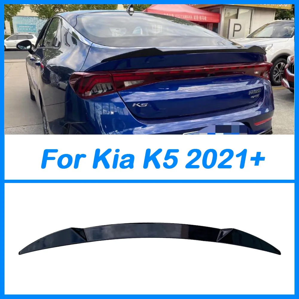 For KIA K5 Optima 2021-2023 Splitter High ABS Plastic Gloosy Black Rear Trunk Boot Lip Spoiler Car Tail Wing Decoration V Style