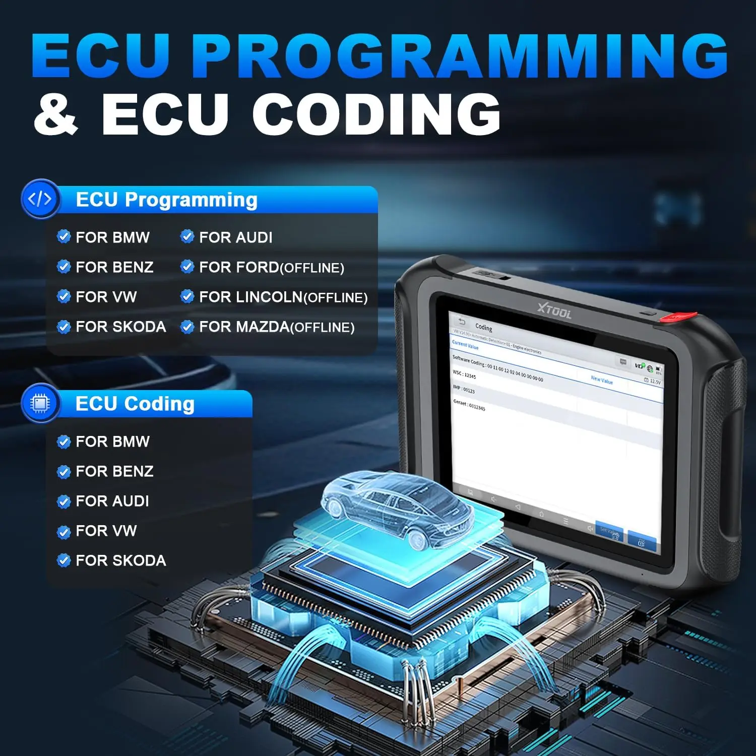 XTOOL D9SPRO ECU Programming Coding Tools Automotive Scanner Topology Map Wireless IMMO with 45+ Reset FCA CAN
