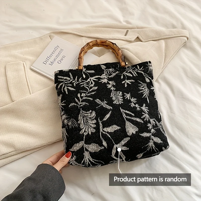 Pattern Tote Bags, Vintage Chinese Style Embroidered Shoulder Bags With Handles, Large Capacity