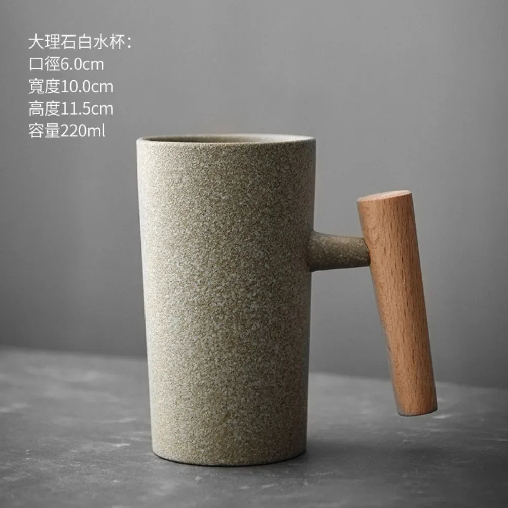 Japanese Style Creative Mug Retro Coffee Cup Household Wooden Handle Water Cups Manual Ceramics & Pottery Mothers Day Gift 4