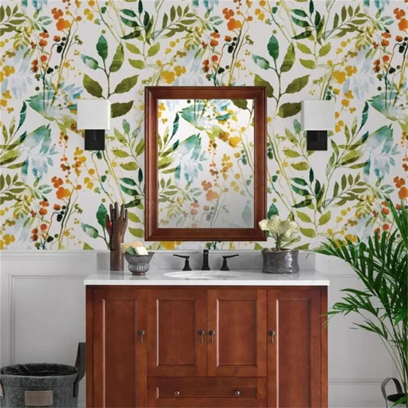 Custom Wallpaper 3D Vintage Colored Leaves Mural Small Fresh Plant Leaves Living Room Sofa Background Art Wall Papers Home Decor