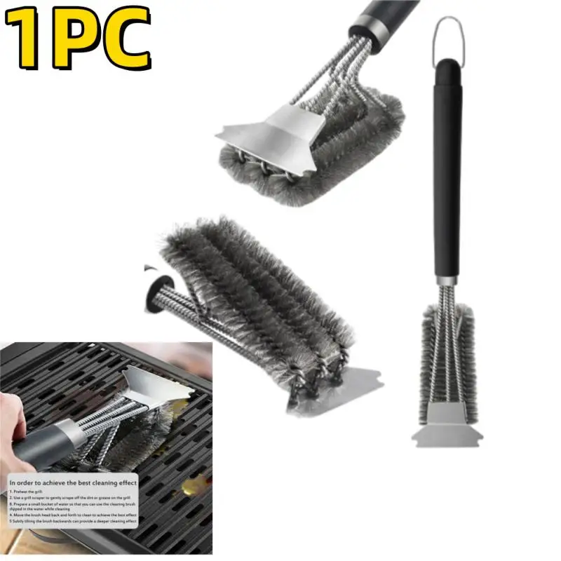 1PC Safe Grill Brush and Scraper With Deluxe Handle 18 Inch Grill Cleaner Brush Stainless Steel Bristle Grill Brush