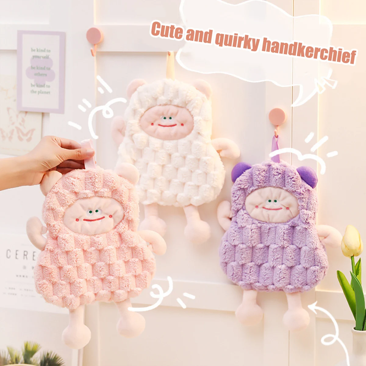 Microfiber Lamb Handkerchief Towel Cartoon Hanging Lamb Dishcloth Soft Water Absorbent Children's Handkerchief Children