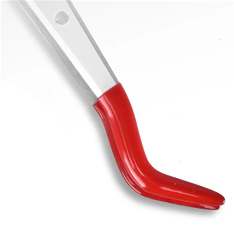 The New 2Pcs Bent Tweezers With Rubber Tips, Curved Flat Tip Tweezer Stainless Steel Angled Grip Gem Stamp Sticker - view 4