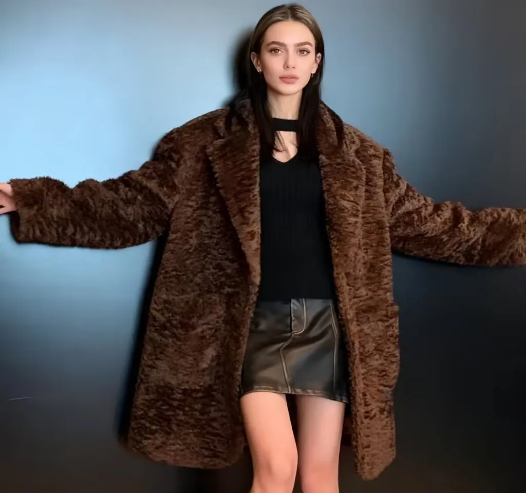 

Wool Blend Coats Womens Woolen Coat Thickened Plaid Winter Tweed Lantern Sleeve Victorian Style Office Lady Mature Endurance Ins