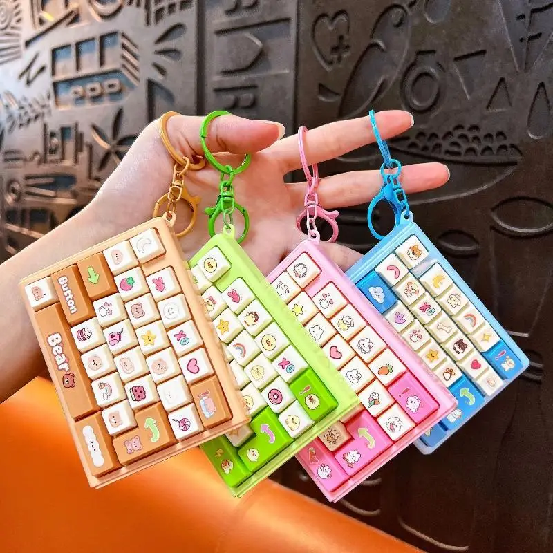 Mini 26 Key Press Keyboard Toy Keychain Anxiety Relief Fidget Sensory Toy for Children Teens Birthday Gifts