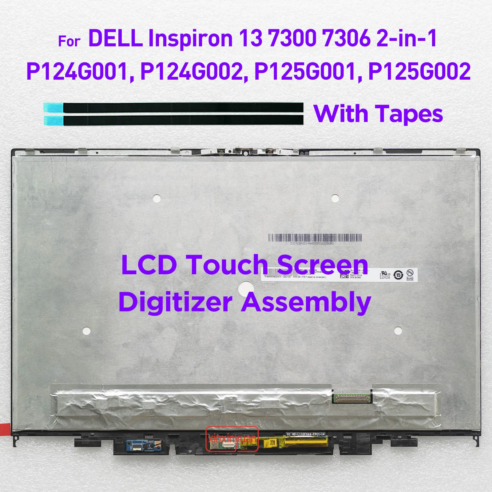 Conjunto do Digitador do Toque da Tela do Lcd do Portátil para Dell Inspiron 13 7300 7306 2-em1 P124g001 P125g P125g001 P125g002 13.3