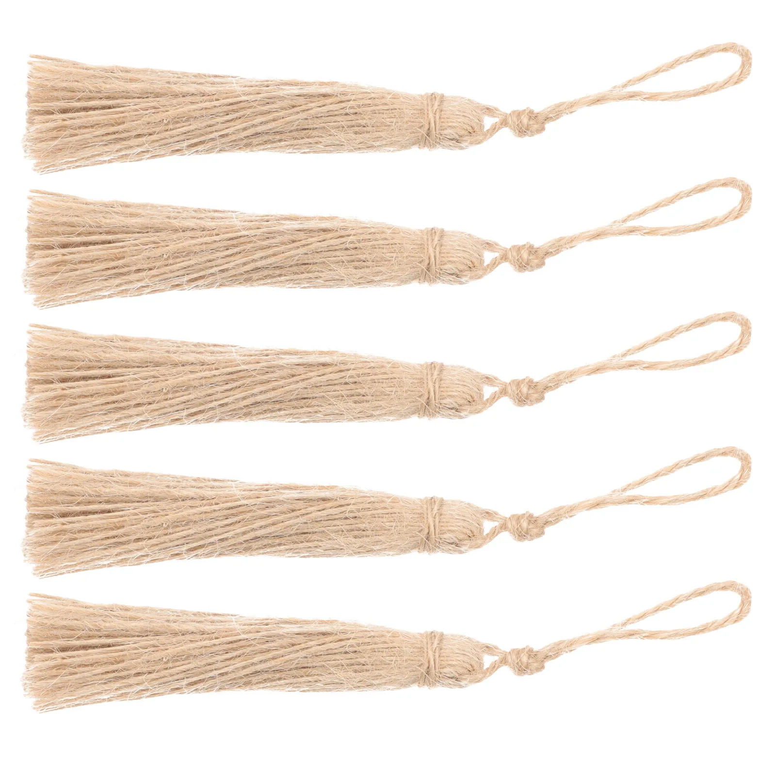 

5Pcs Jute Tassels Decorative Pendant Natural DIY Material for Crafts Making Wood Bead Accessories Birthday Gifts Women