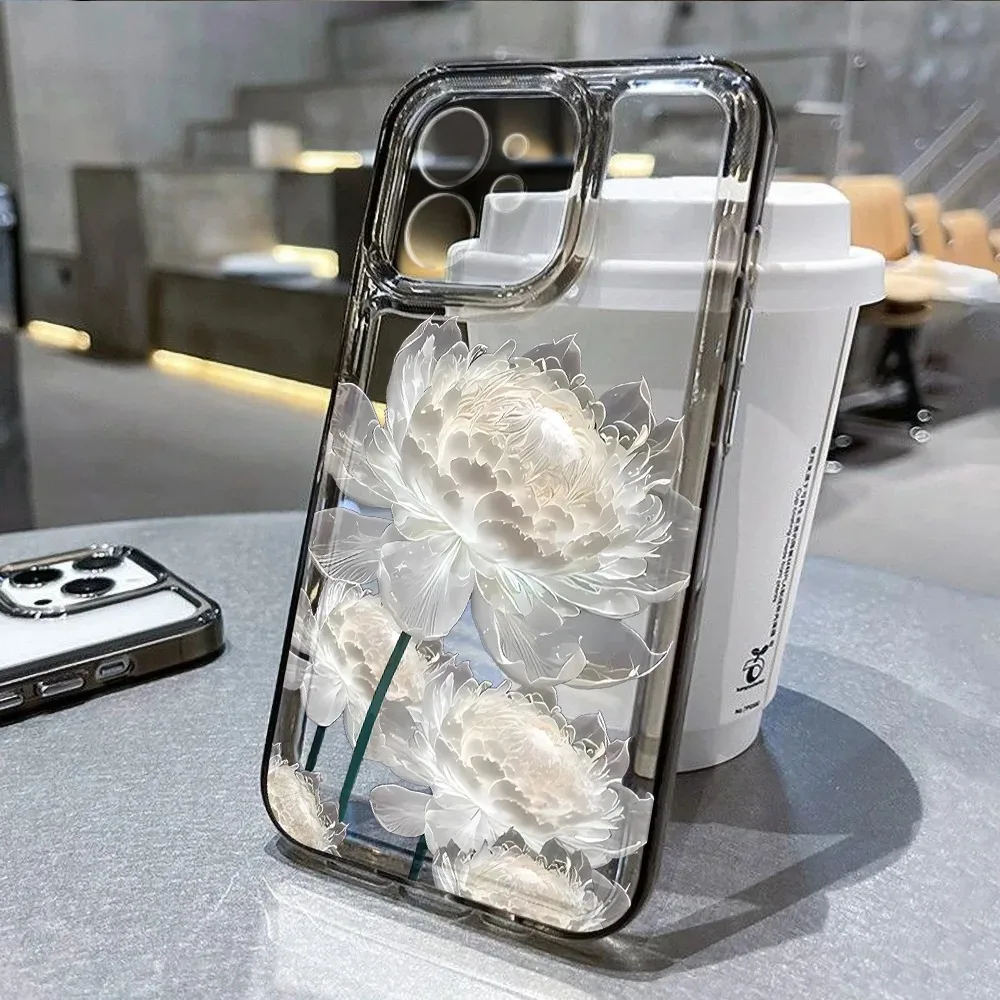 Противоударный чехол для телефона с цветком лотоса для iPhone 15 Pro, чехол для iPhone 13 11 16 12 14 Pro Max XR 16e XS 8 7 Plus SE, прозрачный чехол