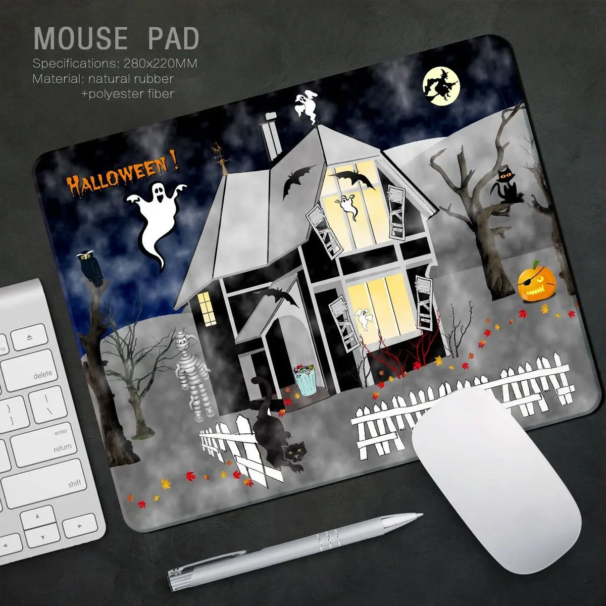 Autumn Winter Cartoon Prankster Cute Rubber Mouse Pad PU Gaming Office Computer Pad Anti Slip and Dirt Resistant Desk Pad