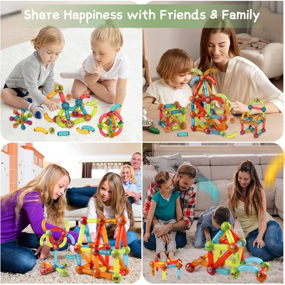 ชุดตัวต่อแม่เหล็กสำหรับเด็ก 3 มิติ ตัวต่อแม่เหล็กหลากสี ของเล่นเสริมสร้างความคิดสร้างสรรค์ รูปทรงเปลี่ยนแปลงได้ สำหรับเด็กผู้ชายและเด็กผู้หญิง