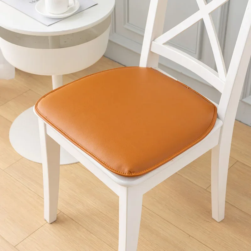 Waterproof PU Leather Nordic Style Solid Color Chair Cushion Comfort Thicken Dining Chair Pad Restaurant Hotel Office Seat Pad
