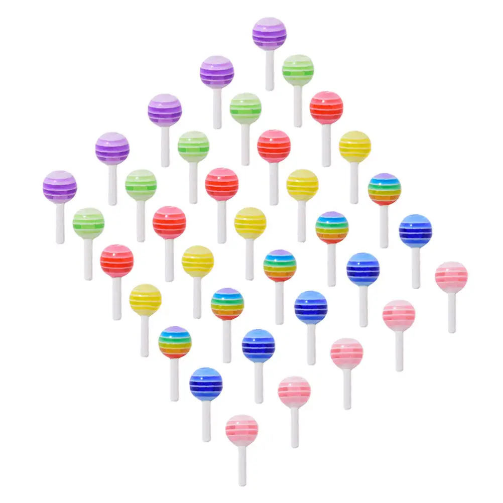 50Pcs Exquisite Nail Art DIY Decor Resin Lollipop Charms Cute Cartoon Candy Design Easy Install Detach Manicure Ornament