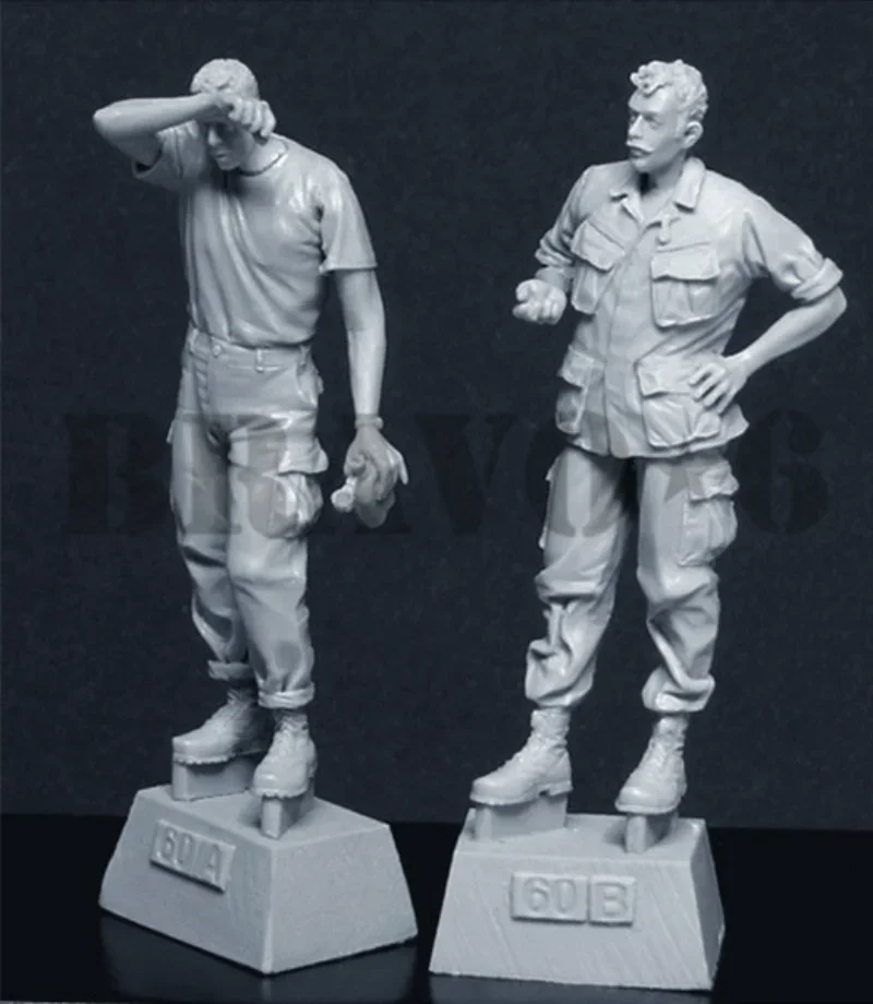 1/35 Resin Soldier Figure Model Kit Vietnam War Us Army Tank Soldier 2 People Miniature Gk Statue Unassembled Unpainted 2382