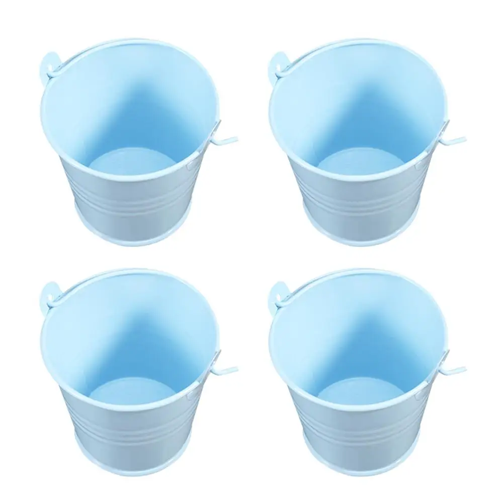 

4pcs Iron Planter Garden Decor Small Succulent Mini Flowerpot Retro Decor Iron Bucket With H le Metal Bucket