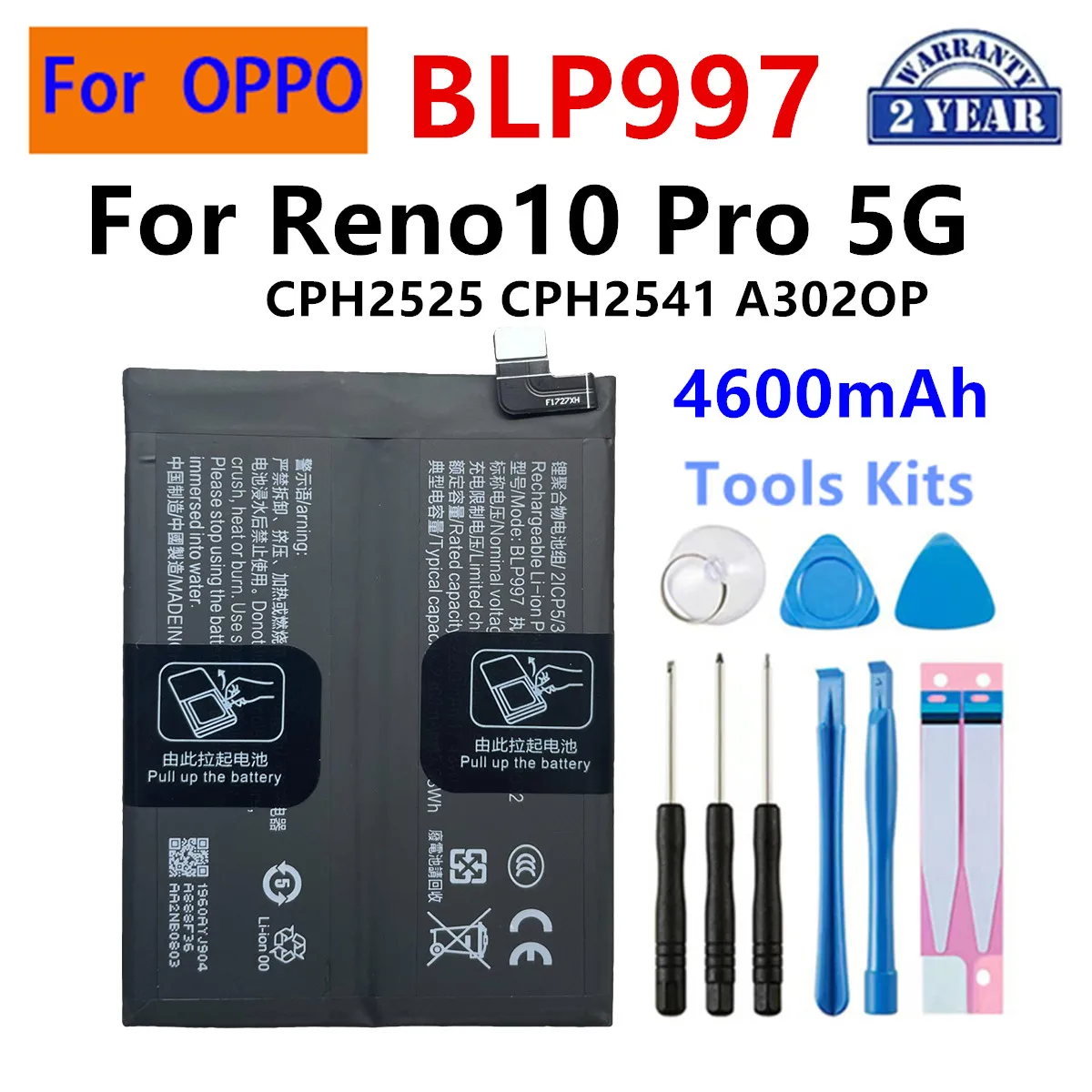 Brand New BLP997 4600mAh Battery For OPPO OnePlus Reno 10 Pro 5G CPH2525 CPH2541 A302OP Phone Batteries+Tools