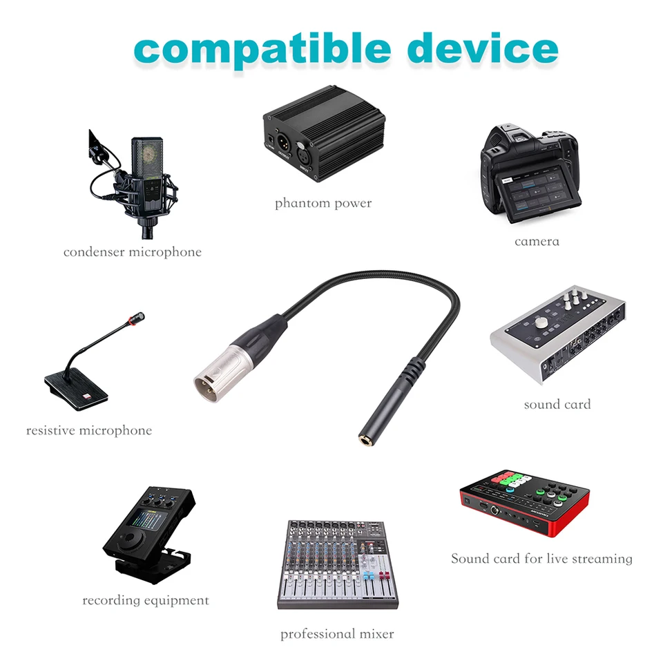 EuAcesry Cavo adattatore XLR Jack da 3,5 mm, 1 m Cavo maschio femmina a micro jack XLR RCA per videocamere, chitarra, altoparlante, microfono, amplificatore, scheda audio EuAcesry Cavo adattatore XLR Jack da 3,5 mm, 1 m Cavo maschio femmina a micro jack XLR RCA per videocamere, chitarra, altoparlante, microfono, amplificatore, scheda audio