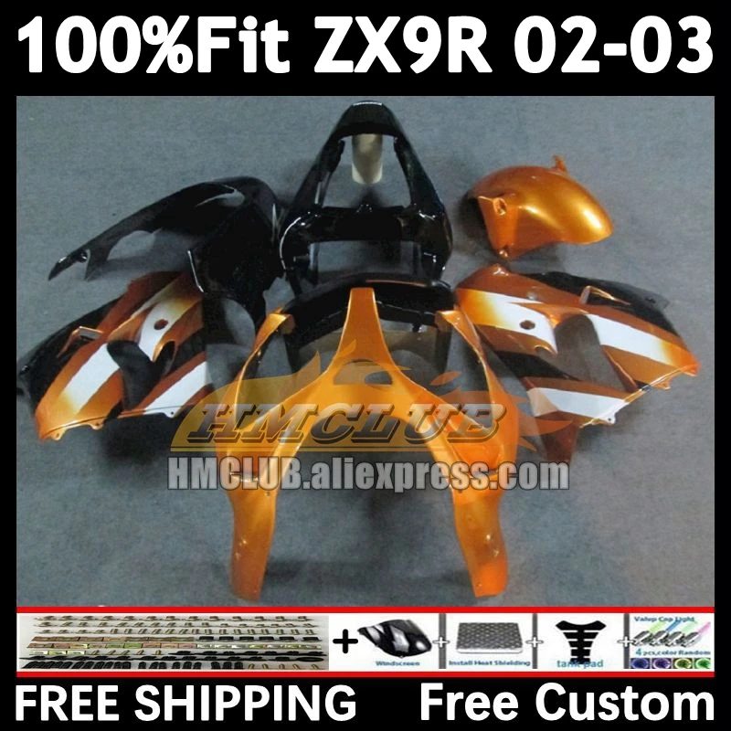 

Корпус впрыска для KAWASAKI NINJA ZX 900 9R золотой черный 9 R 2002 2003 166 No 6 ZX900 ZX-9R ZX9 R 900CC ZX9R 02 03 OEM обтекатели
