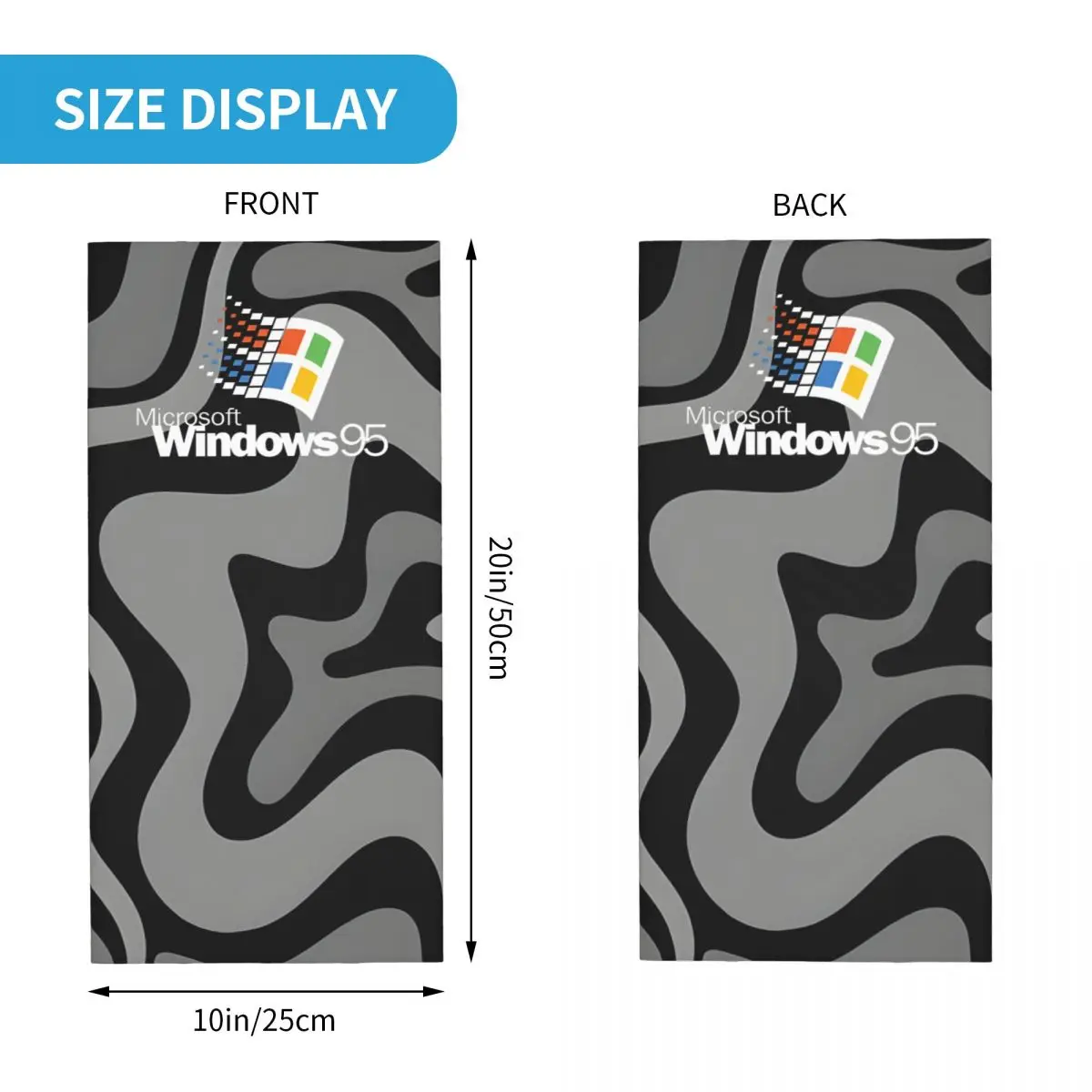 Windows 95 Man White Black Background Bandana Neck Cover Printed Motorcycle Club Linux Face Scarf Running Unisex Adult Washable image 2