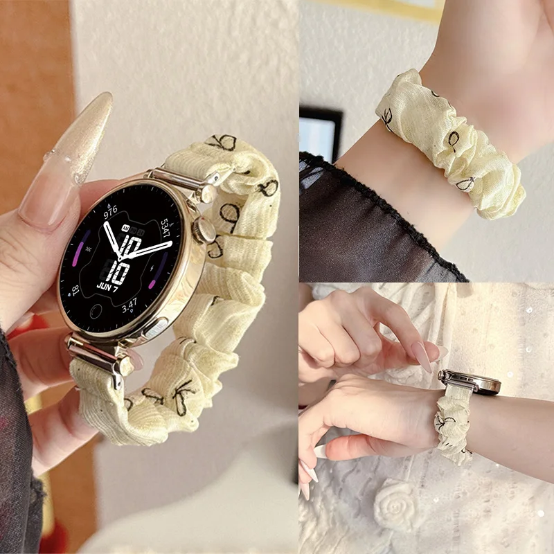 18/20/22mm Scrunchie Strap for Galaxy Watch 7/6/5 Flat-headed Ice Silk Butterfly Hair Tie Wristband for Huawei for Amazfit Corre