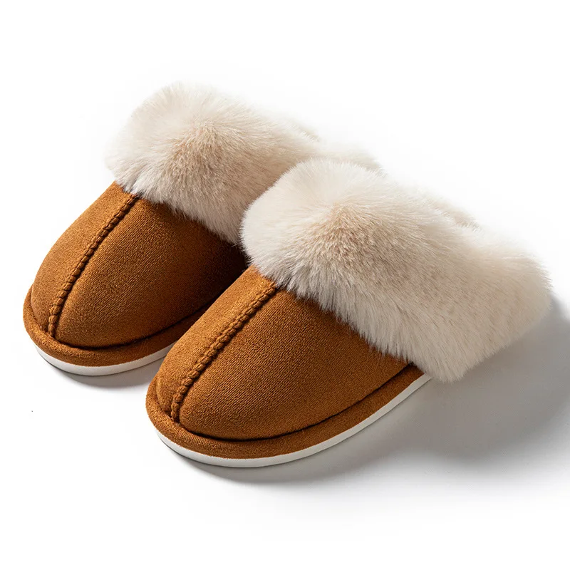 2026 Winter Warm Flat Fur Slippers Women Faux Suede Fluffy Furry Home Slides Woman Comfort Non Slip Indoor Floor Cotton Shoes